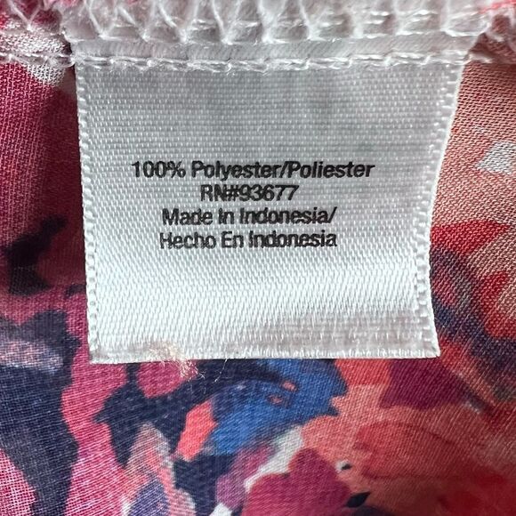 Colorful abstract floral print tie neck button down blouse top size 3X - Picture 6 of 6